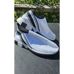 Women's Rhinestone White Black Mesh Slip-On Fashion Sneakers Size 38 (8)